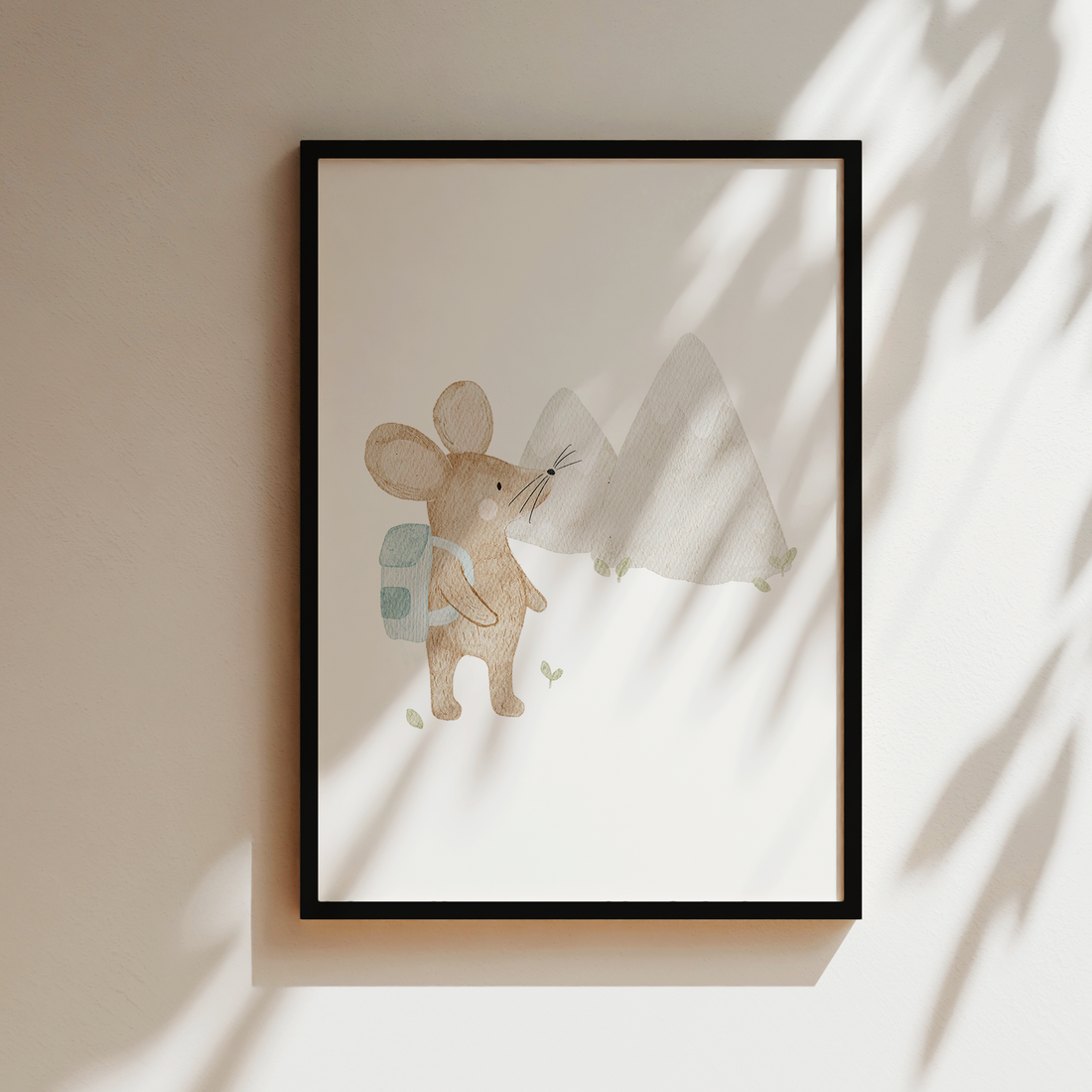Kinderposter Maus beim Wandern