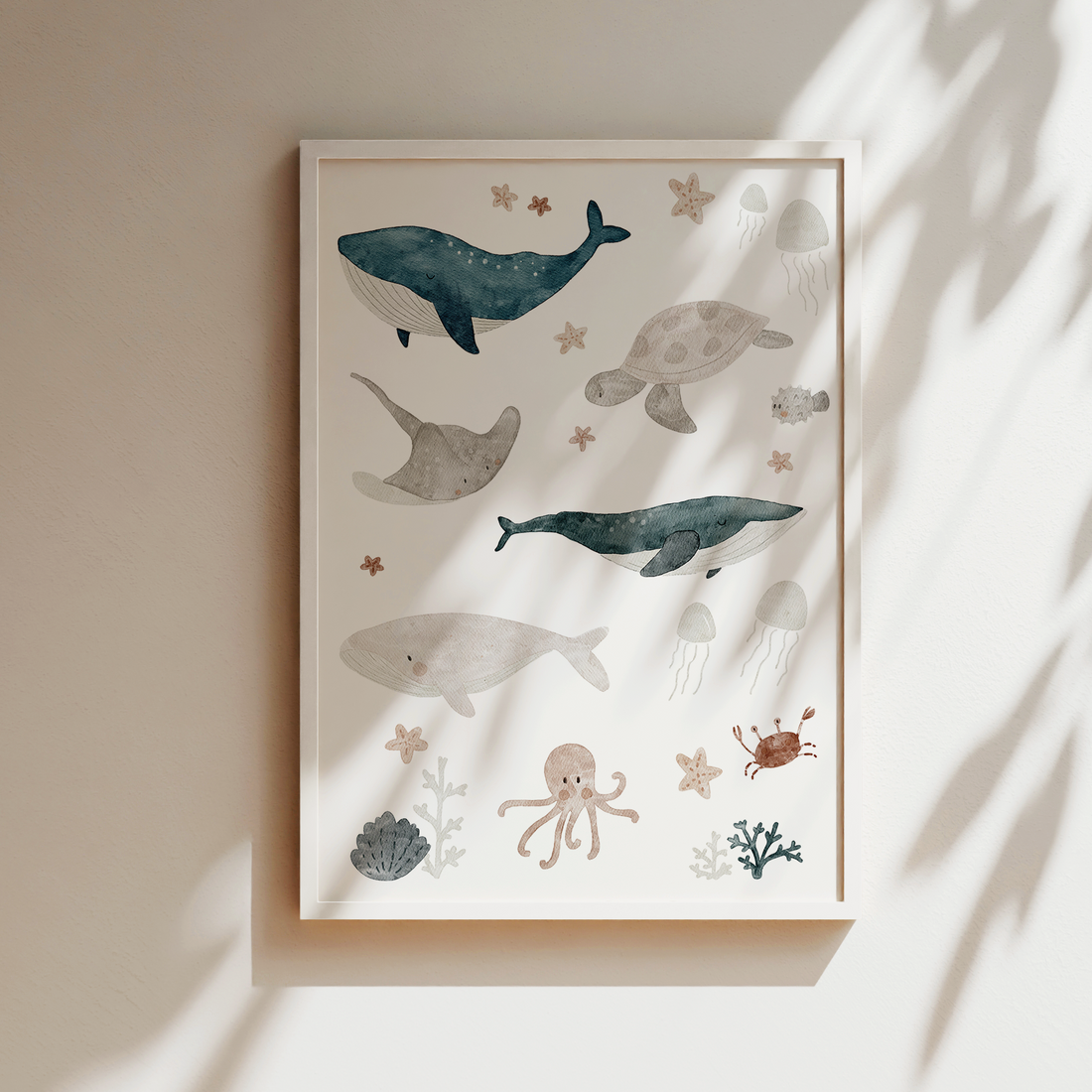 Kinderposter Meerestiere inkl. Rahmen