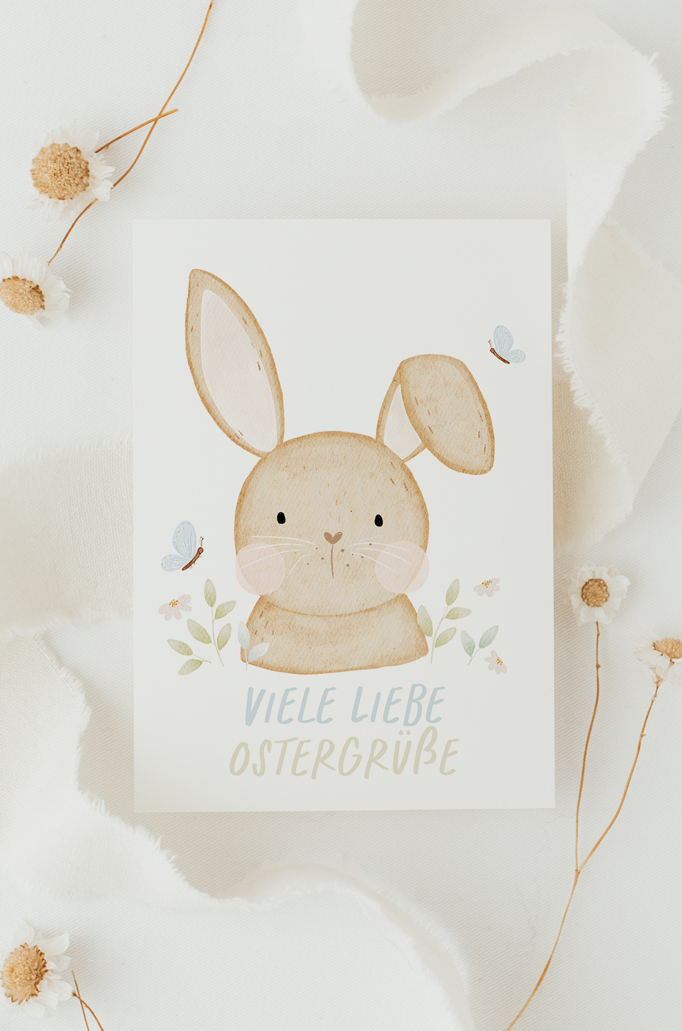 Hej Hanni Postkarte Ostern Hase Schmetterling