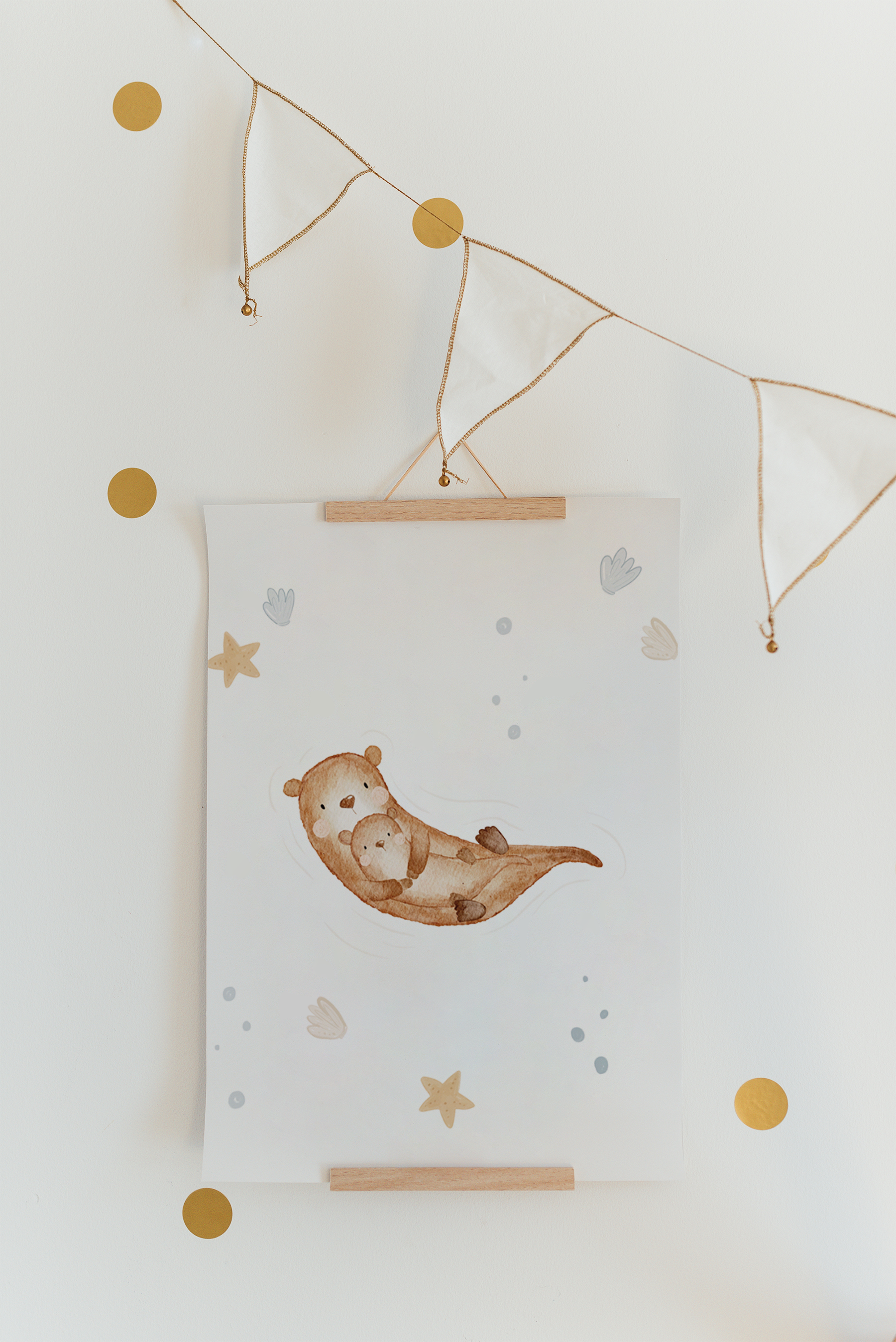Poster Otter Mama &amp; Baby A4