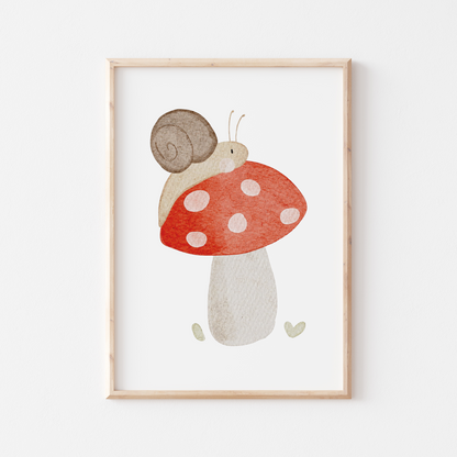 Poster Pilze und Schnecken A4