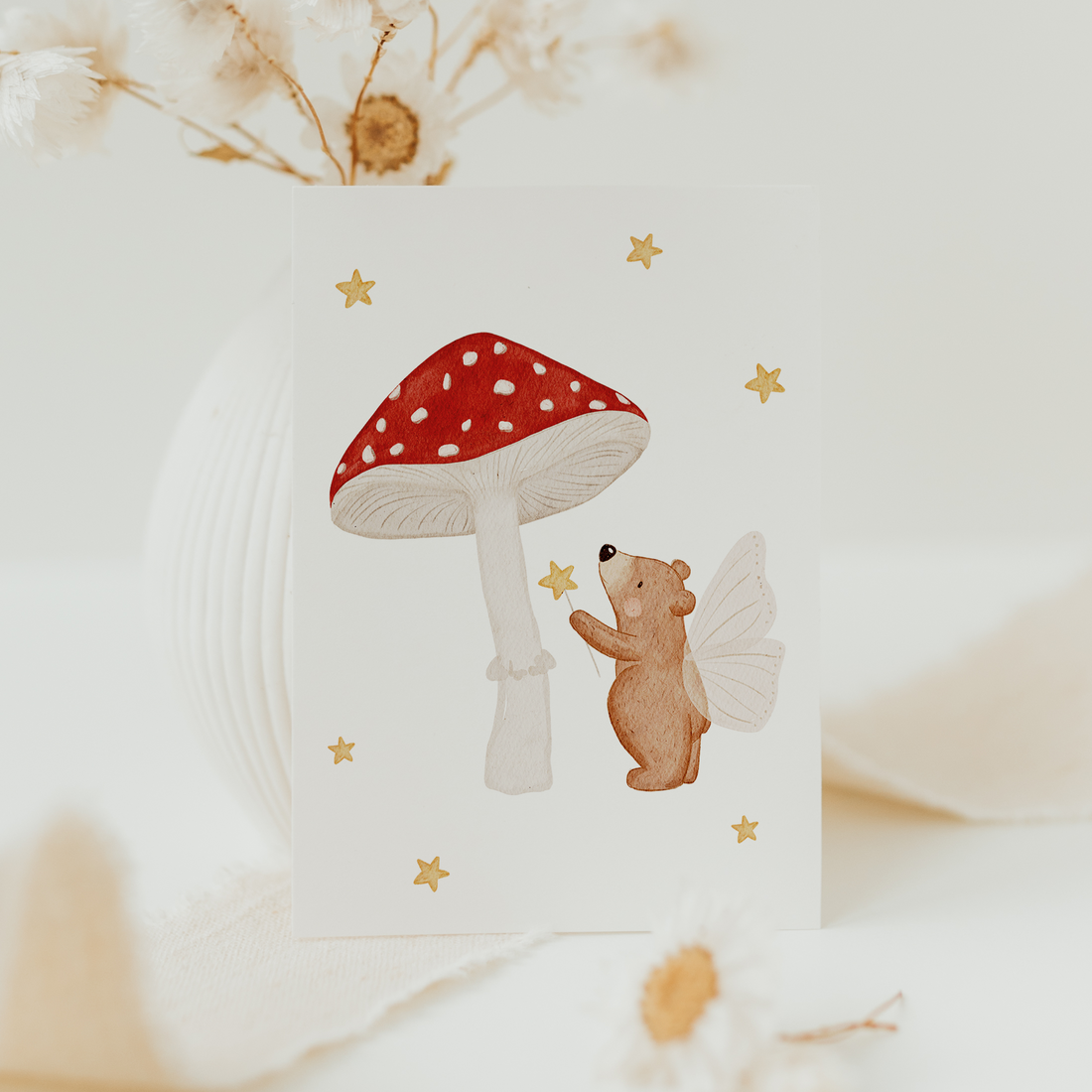 Hej Hanni Postkarte Pilzbär