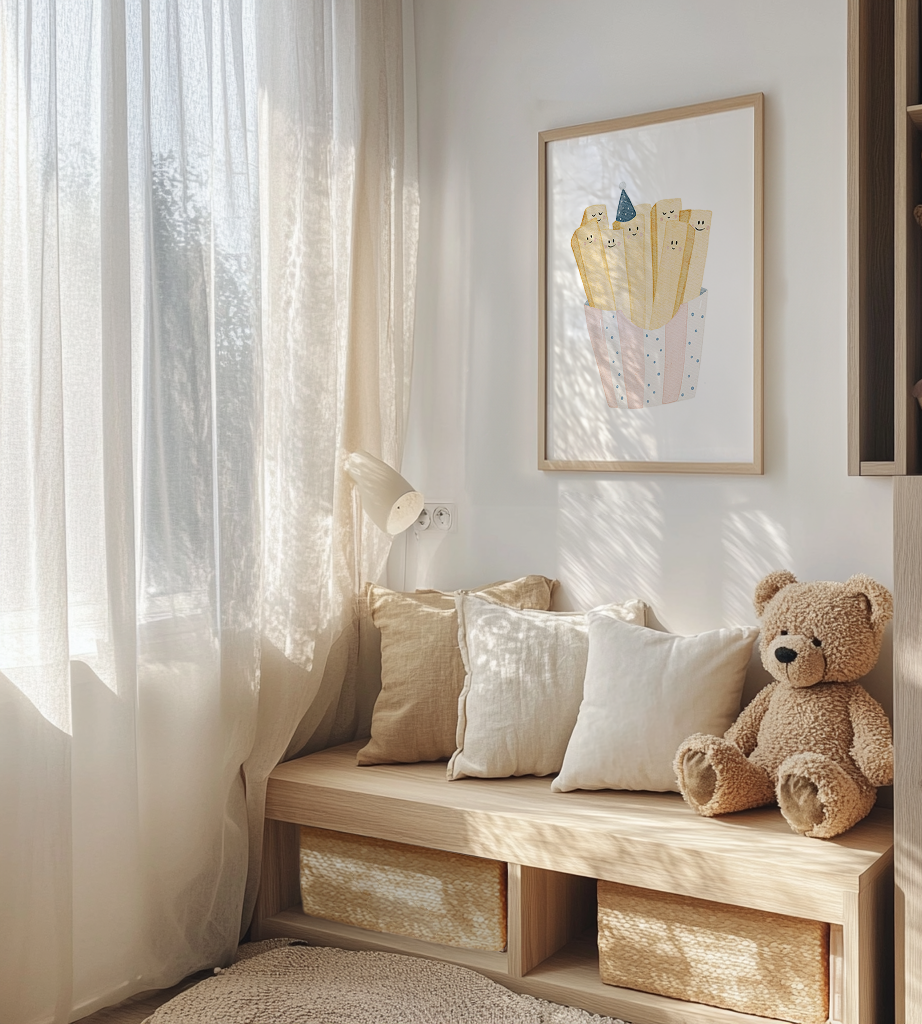 Kinderposter Pommesparty inkl. Rahmen