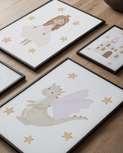 Kinderposter Drache Sterne