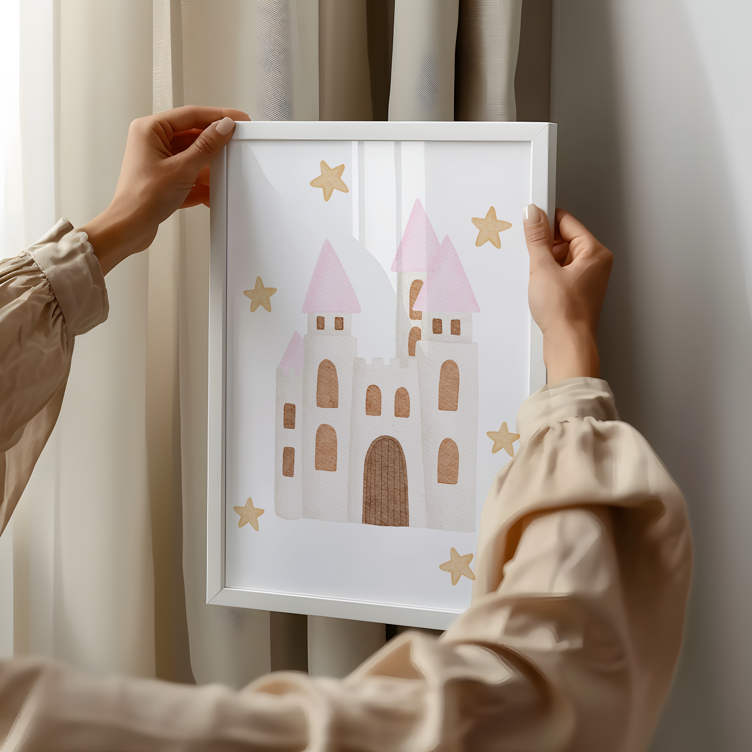 Kinderposter Märchenschloss Sterne