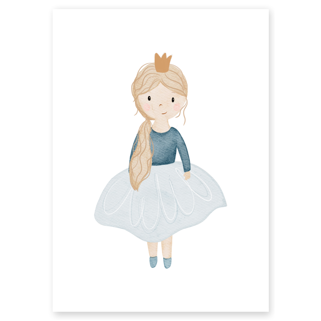 Kinderposter Prinzessin in blauem Kleid
