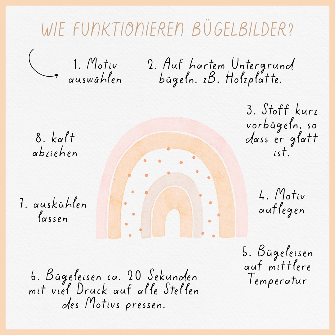 Hej Hanni Bügelbild Regenbogen rosa