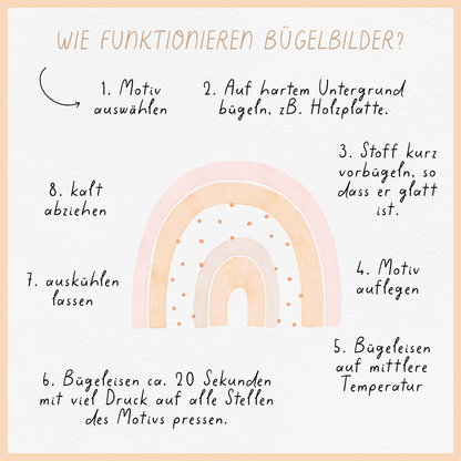 Hej Hanni Bügelbild Regenbogen rosa