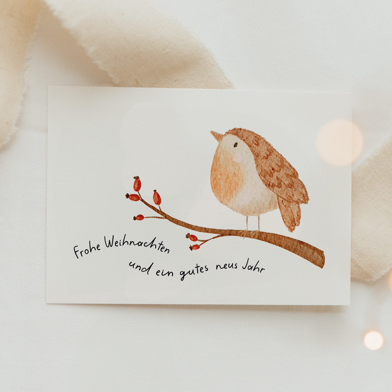 Hej Hanni Weihnachtskarte Rotkehlchen