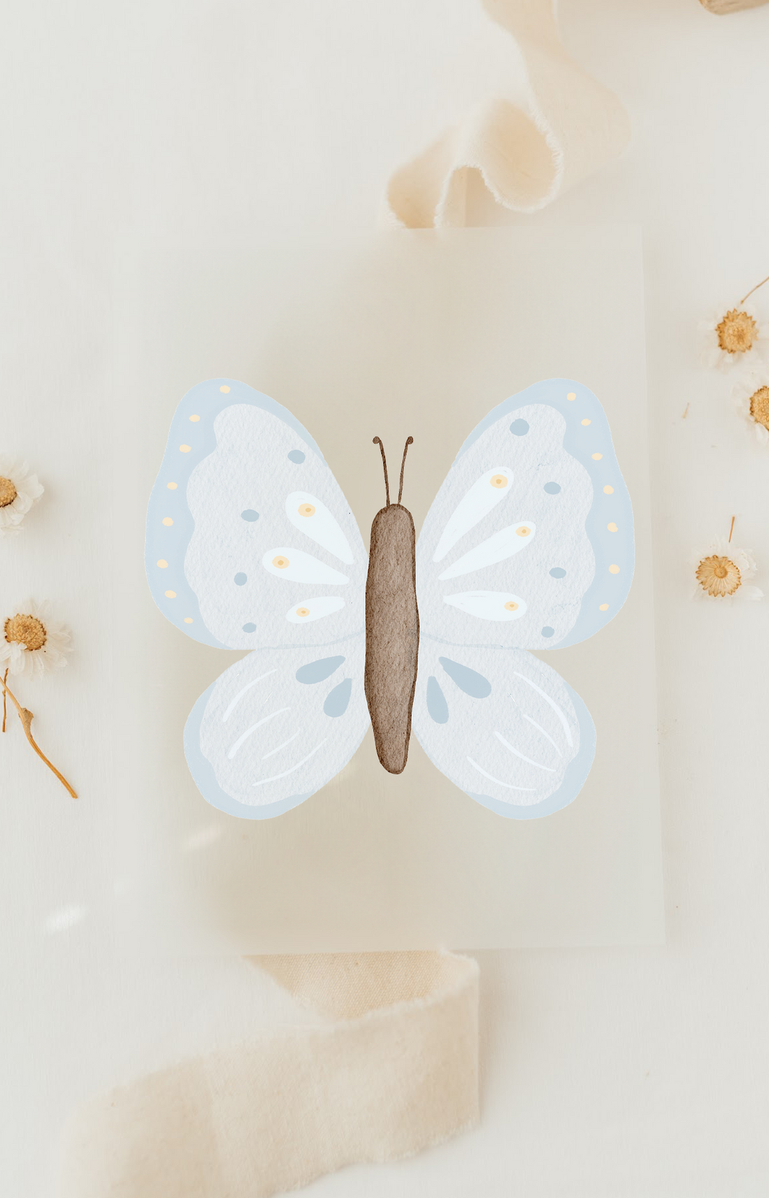 Hej Hanni Bügelbild Schmetterling hellblau