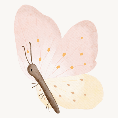 Hej Hanni Bügelbild Schmetterling rosa gelb