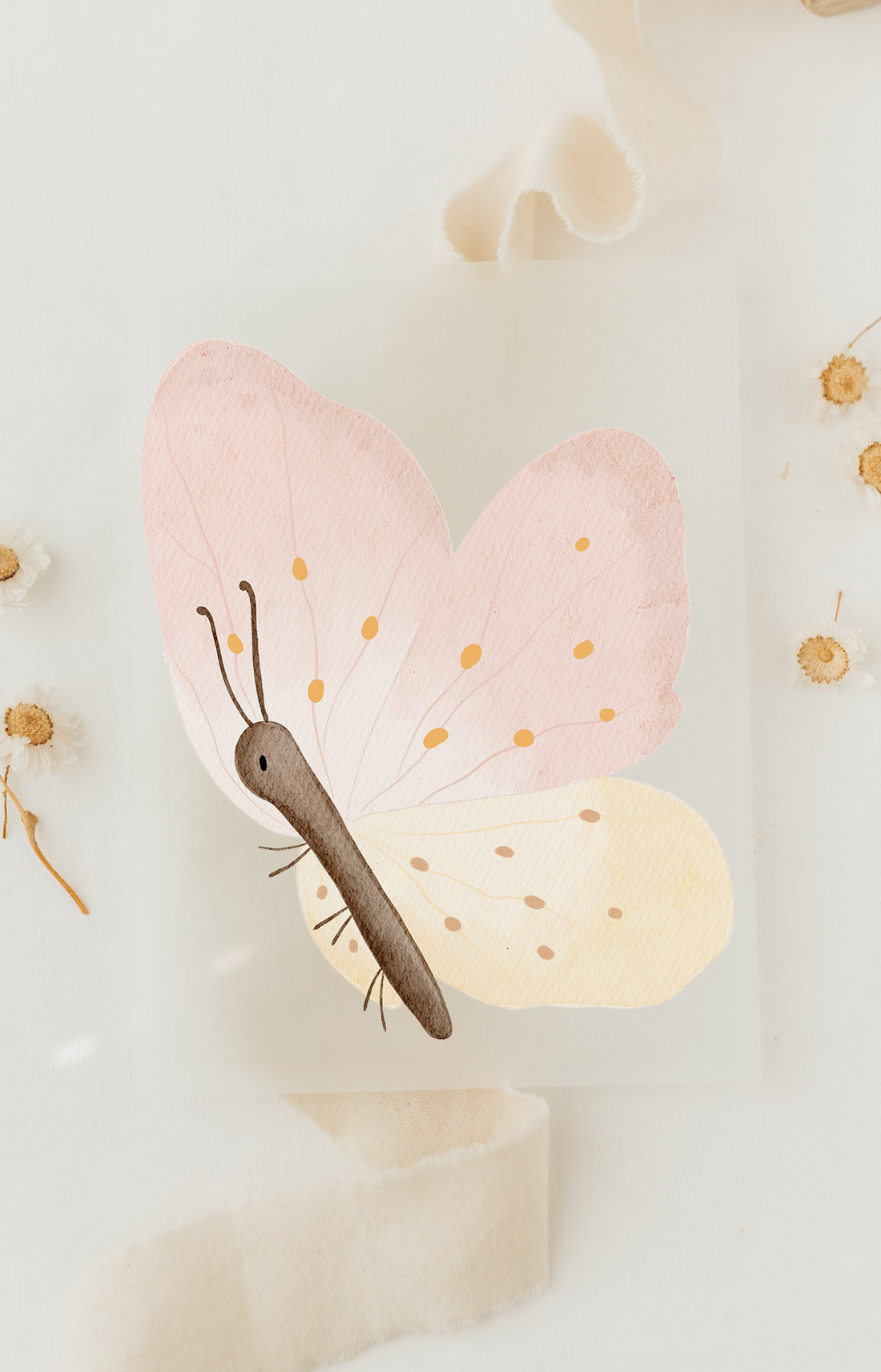 Hej Hanni Bügelbild Schmetterling rosa gelb