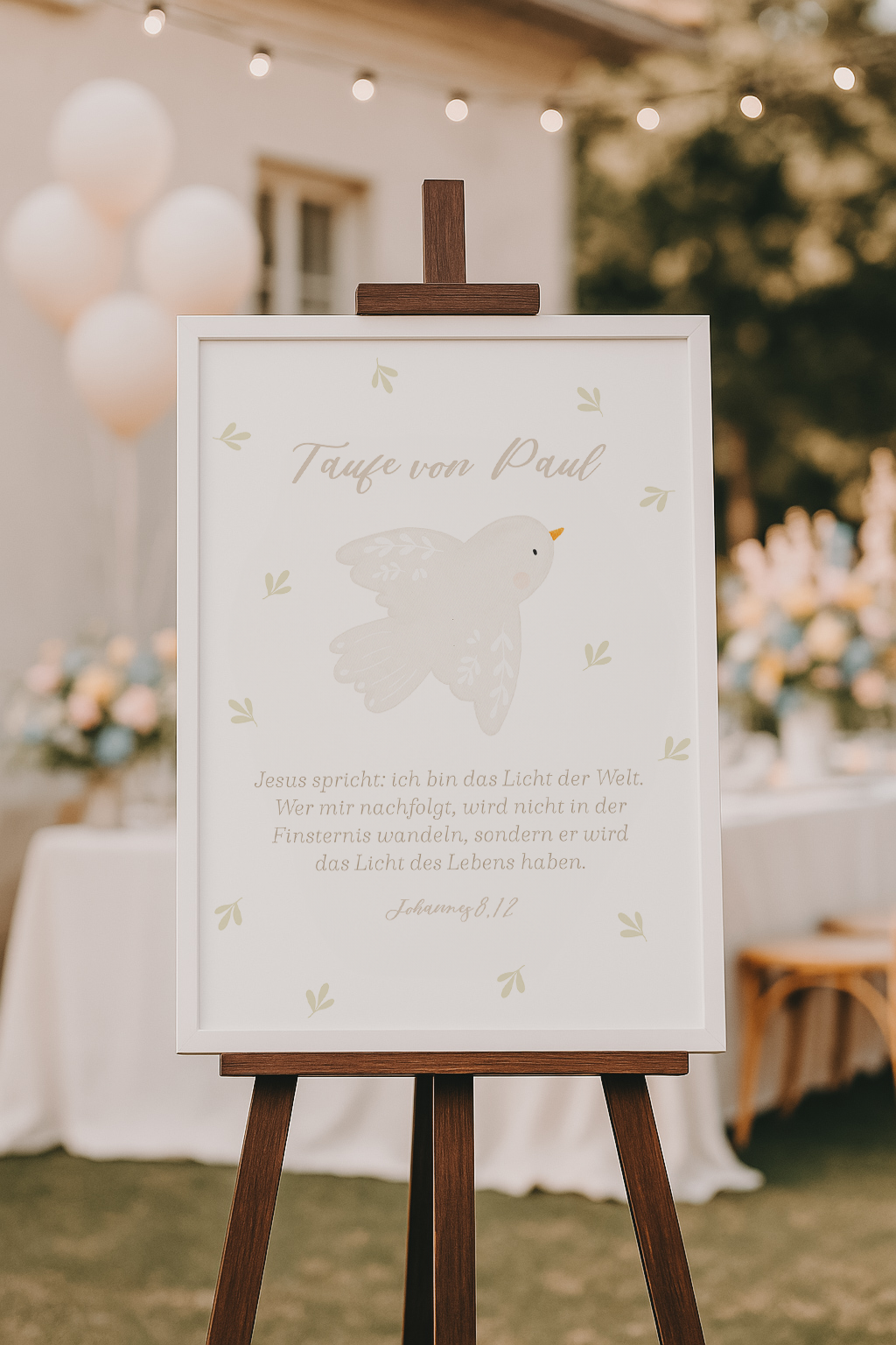 Poster Taufspruch Taube inkl. Rahmen