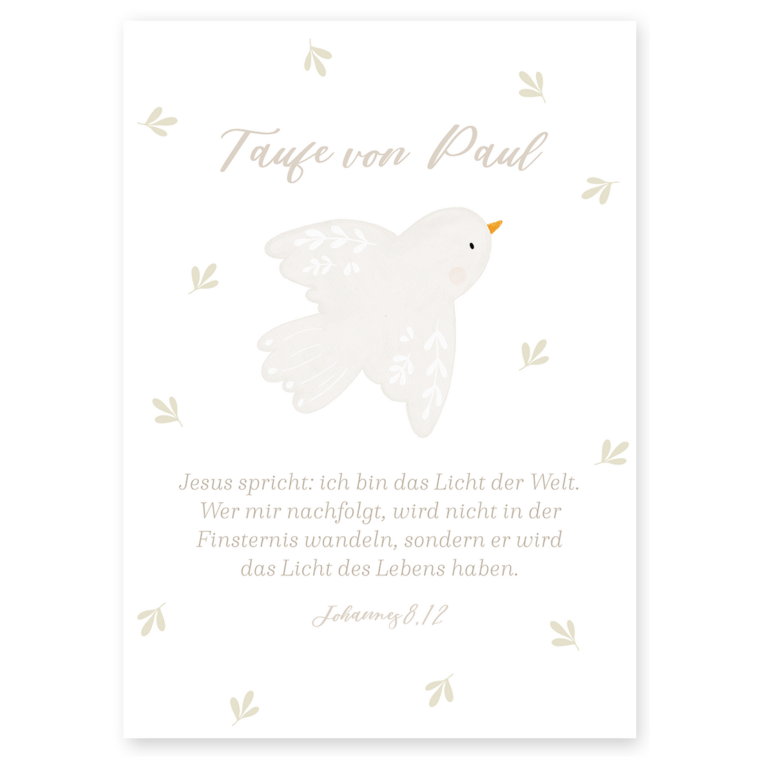 Poster Taufspruch Taube