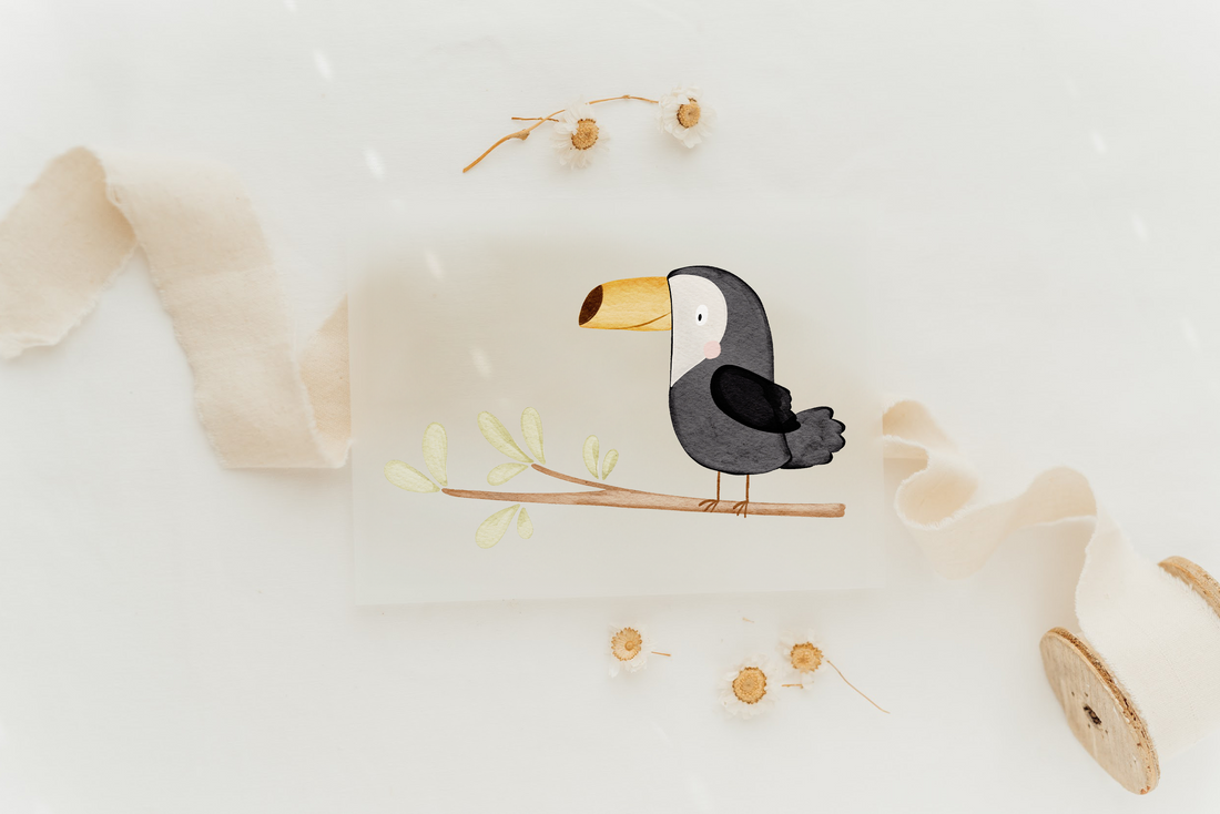 Hej Hanni Bügelbild Tukan