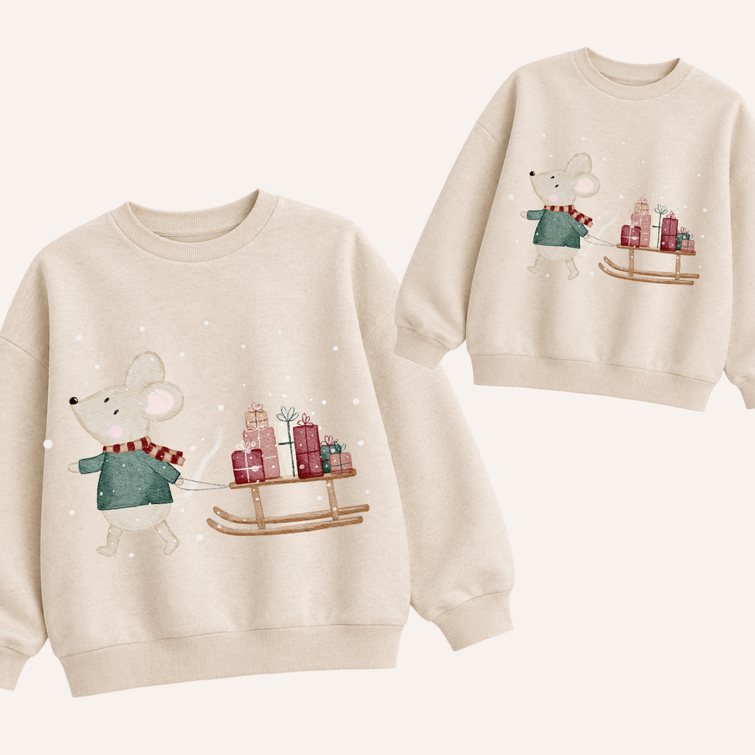 Hej Hanni Bügelbild Weihnachten Maus Geschenke Schlitten