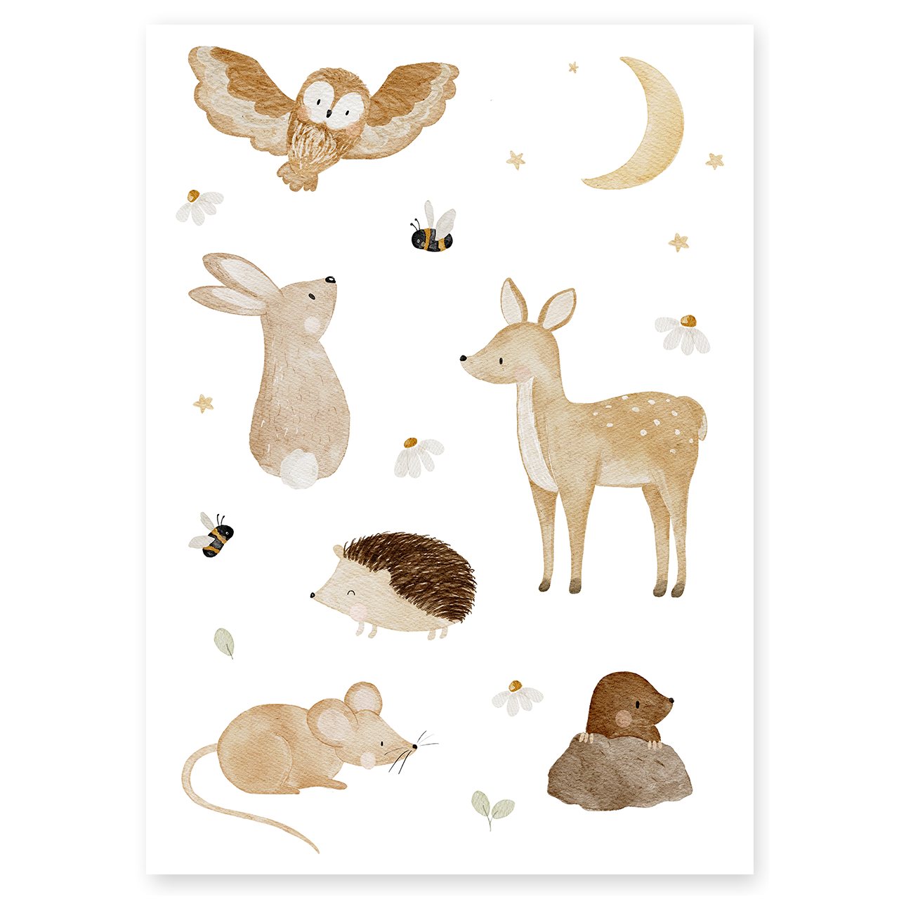 Kinderposter Waldtiere Bienen &amp; Blumen