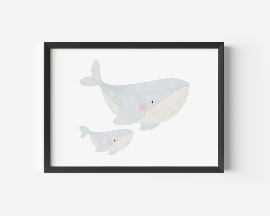 Kinderposter Walmama und Walbaby inkl. Rahmen