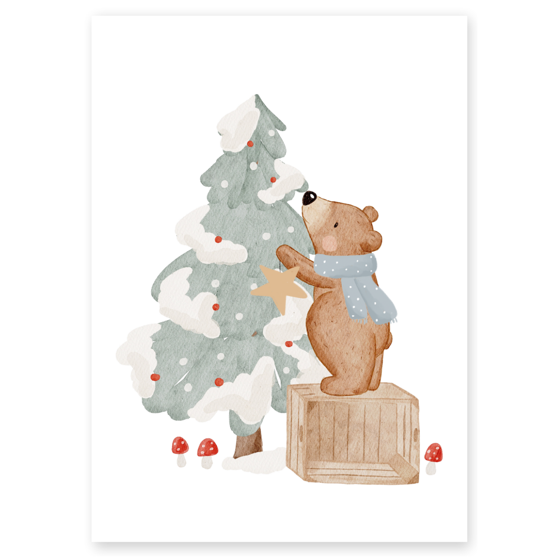Kinderposter Kleiner Bär Weihnachtsbaum