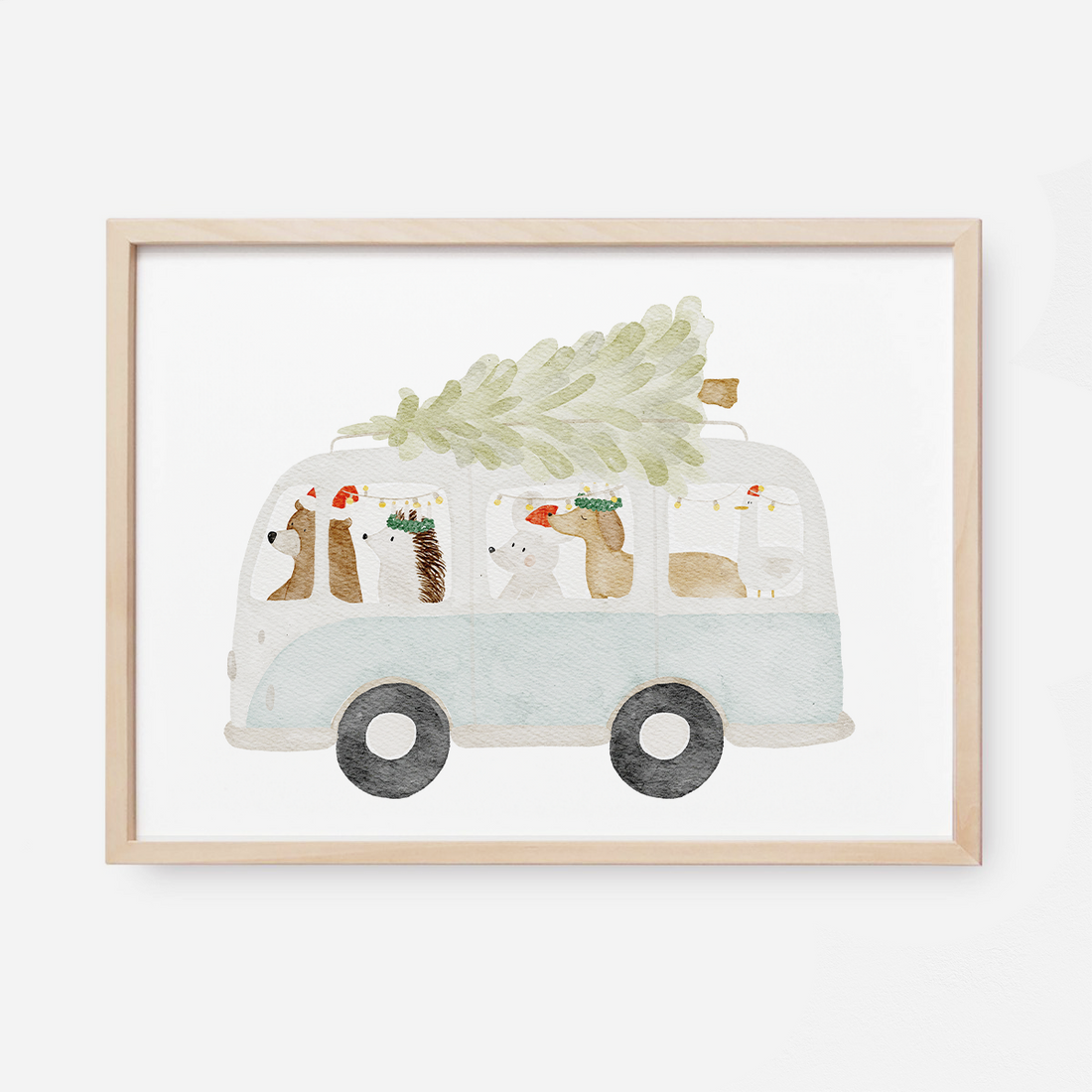 Kinderposter Tierbus Weihnachten
