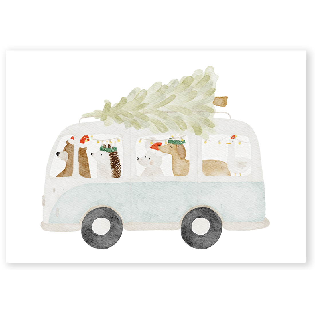 Kinderposter Tierbus Weihnachten