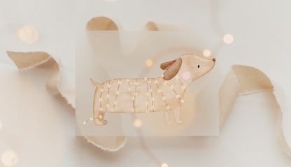Hej Hanni Bügelbild Weihnachten Dackel Lichterkette