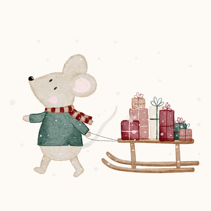 Hej Hanni Bügelbild Weihnachten Maus Geschenke Schlitten