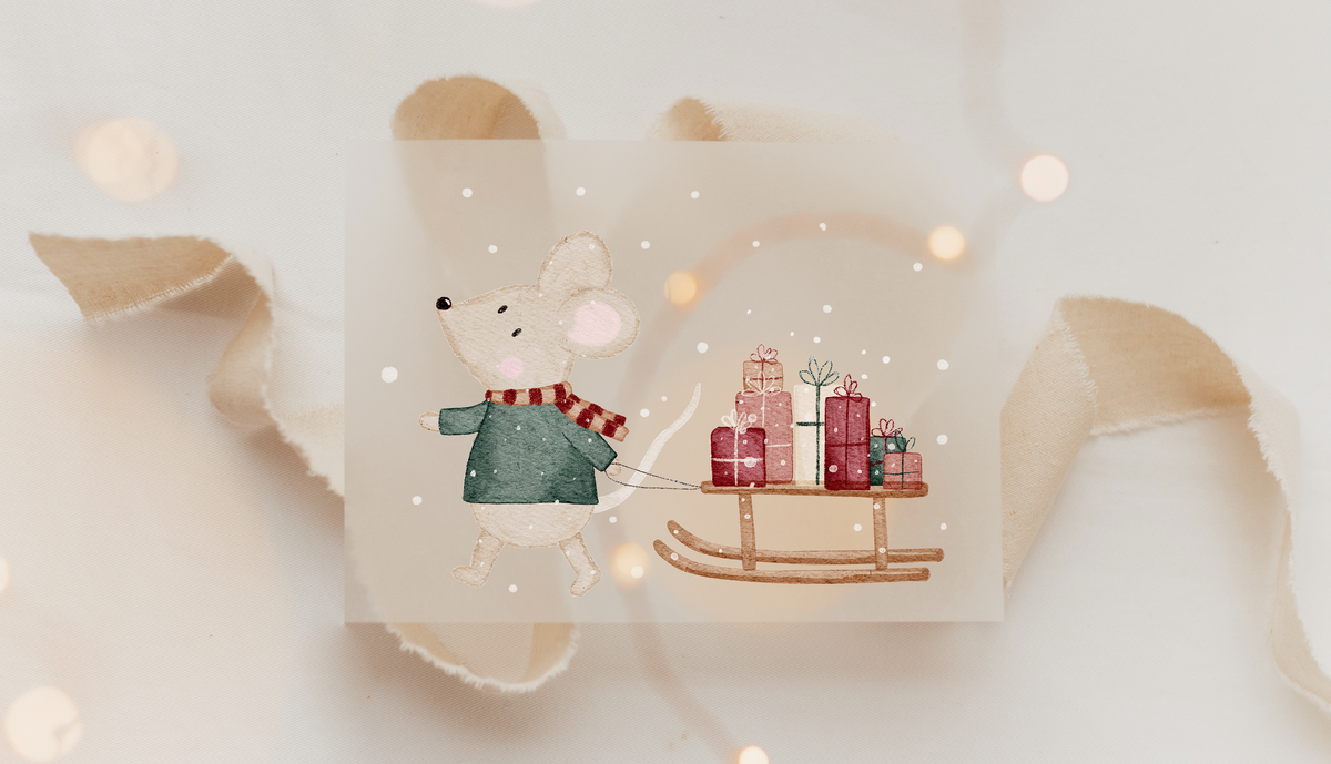 Hej Hanni Bügelbild Weihnachten Maus Geschenke Schlitten