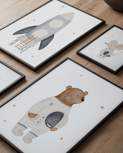 Kinderposter Weltraum Bär Astronaut