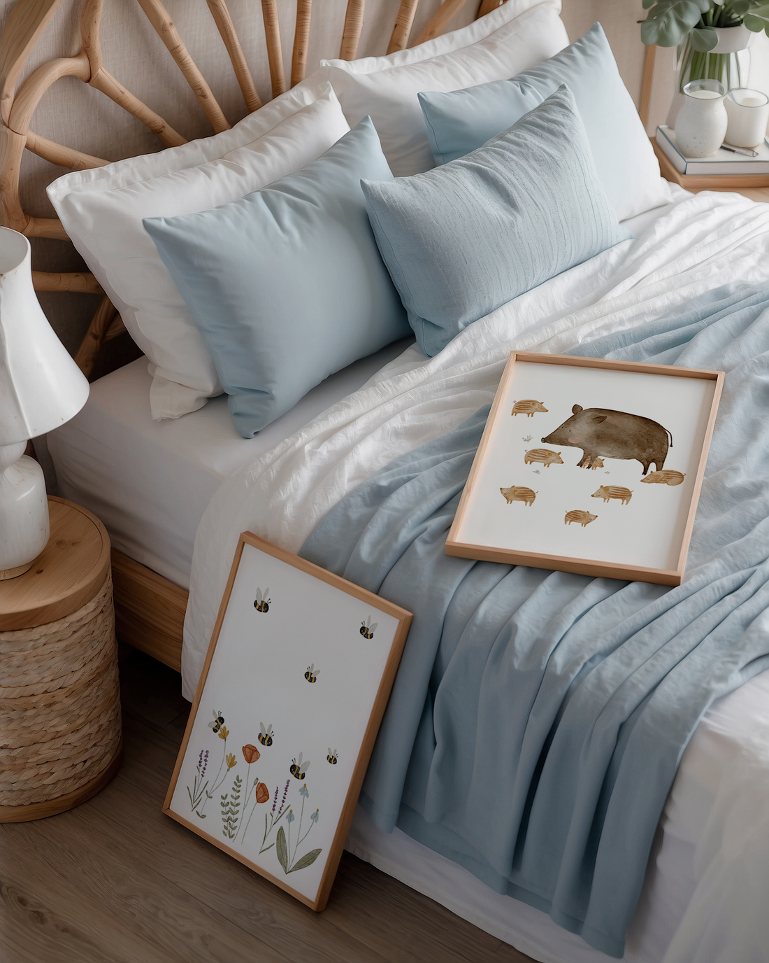 Kinderposter Wildschweinmama mit Frischlingen