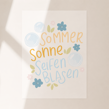 Großes Bügelbild Sommer Sonne Seifenblasen