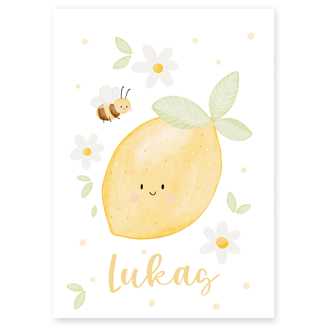 Kinderposter Name Zitrone & Biene