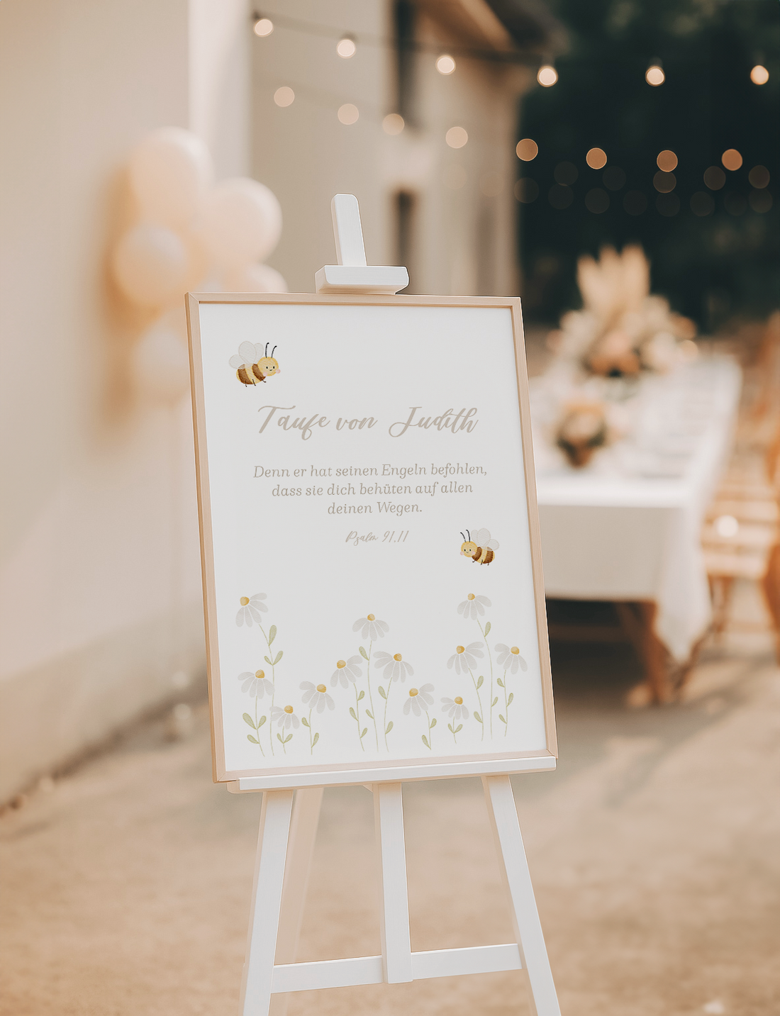 Poster Taufspruch Bienen und Gänseblümchen