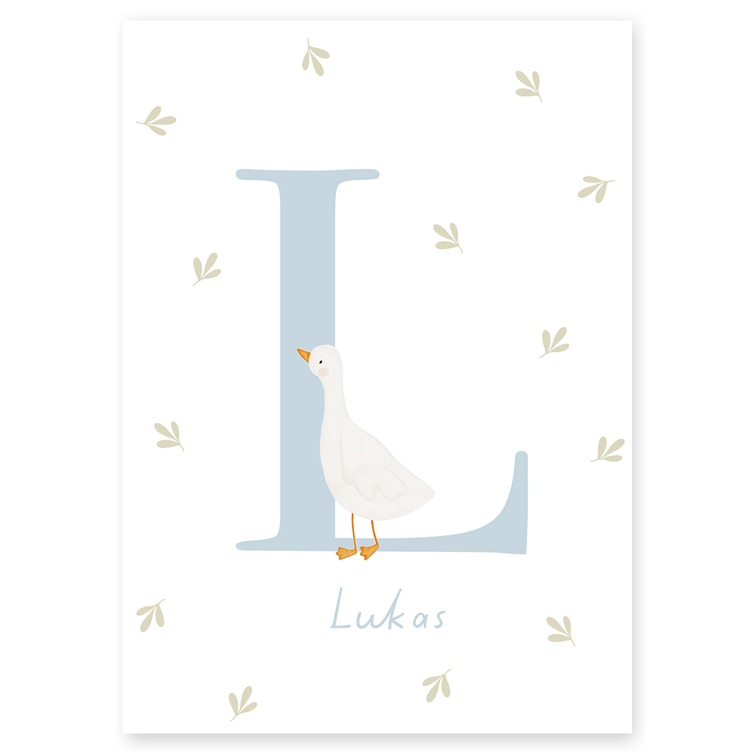 Buchstabenposter hellblau Gans