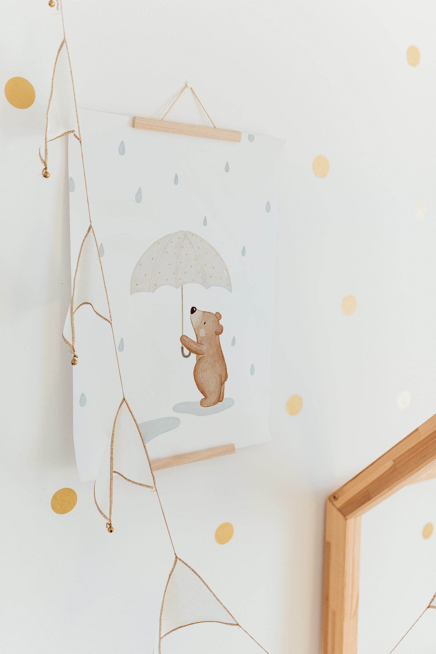 Poster Kleiner Bär im Regen A4