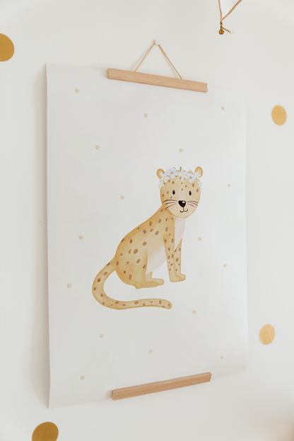 Poster kleiner Gepard Blumenkranz A4