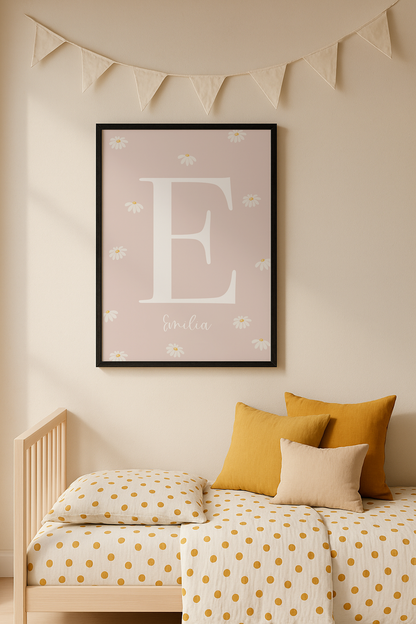 Buchstabenposter rosé Gänseblümchen