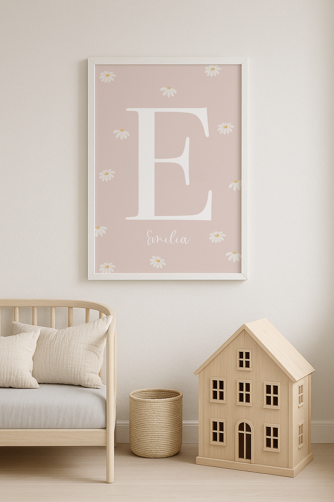 Buchstabenposter rosé Gänseblümchen inkl. Rahmen