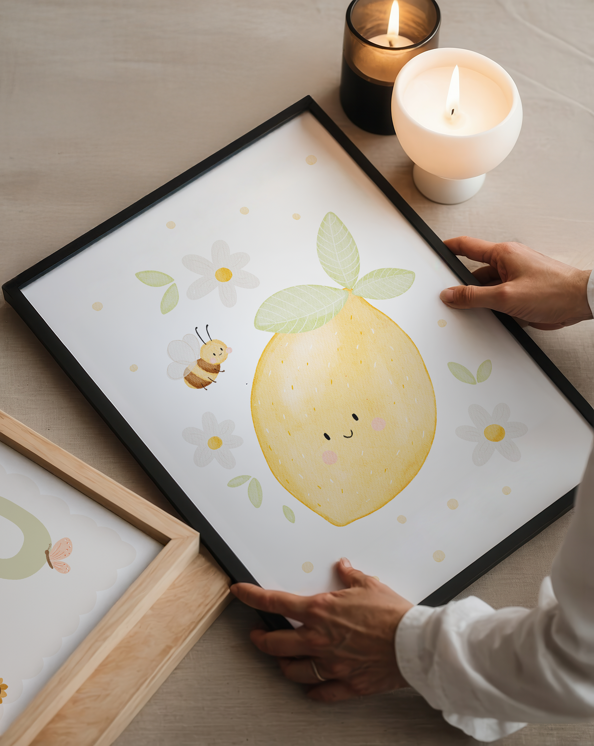 Kinderposter Zitrone und Biene