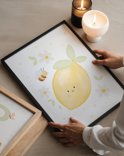 Kinderposter Zitrone und Biene