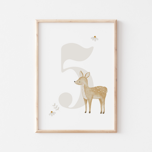 Zahlenposter Waldtiere 5
