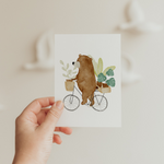 Postkarte Bär Fahrrad