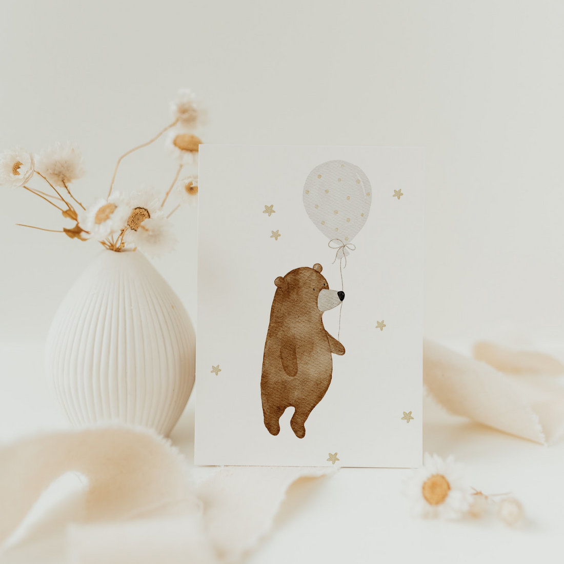 Hej Hanni Postkarte Bär Ballon