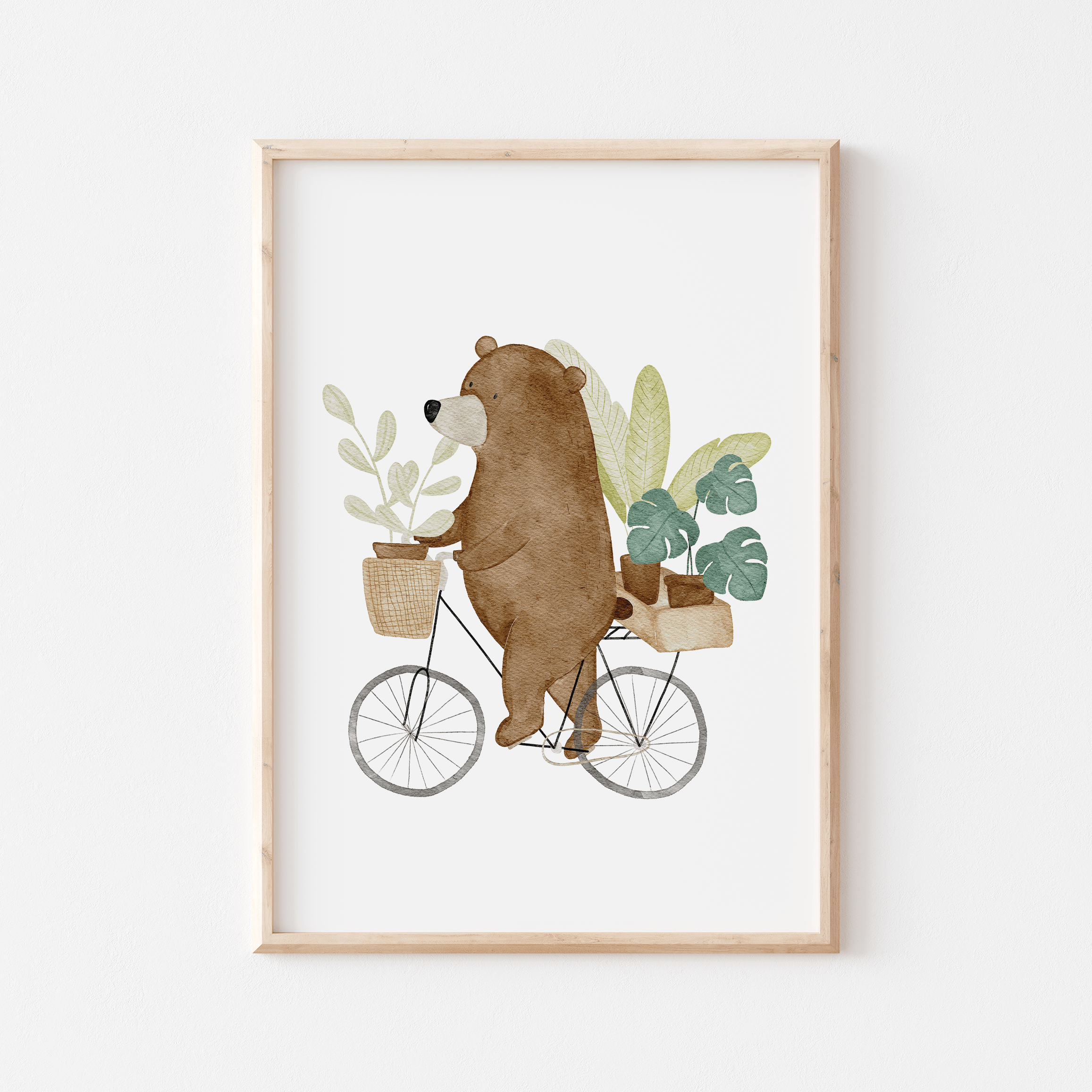 Hej Hanni Poster Bär Fahrrad Pflanzen A4 &amp; A3