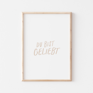 Poster Du bist geliebt beige A4