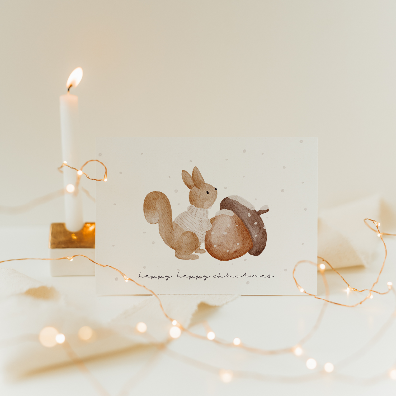 Weihnachtskarte Eichhörnchen Pulli farbig