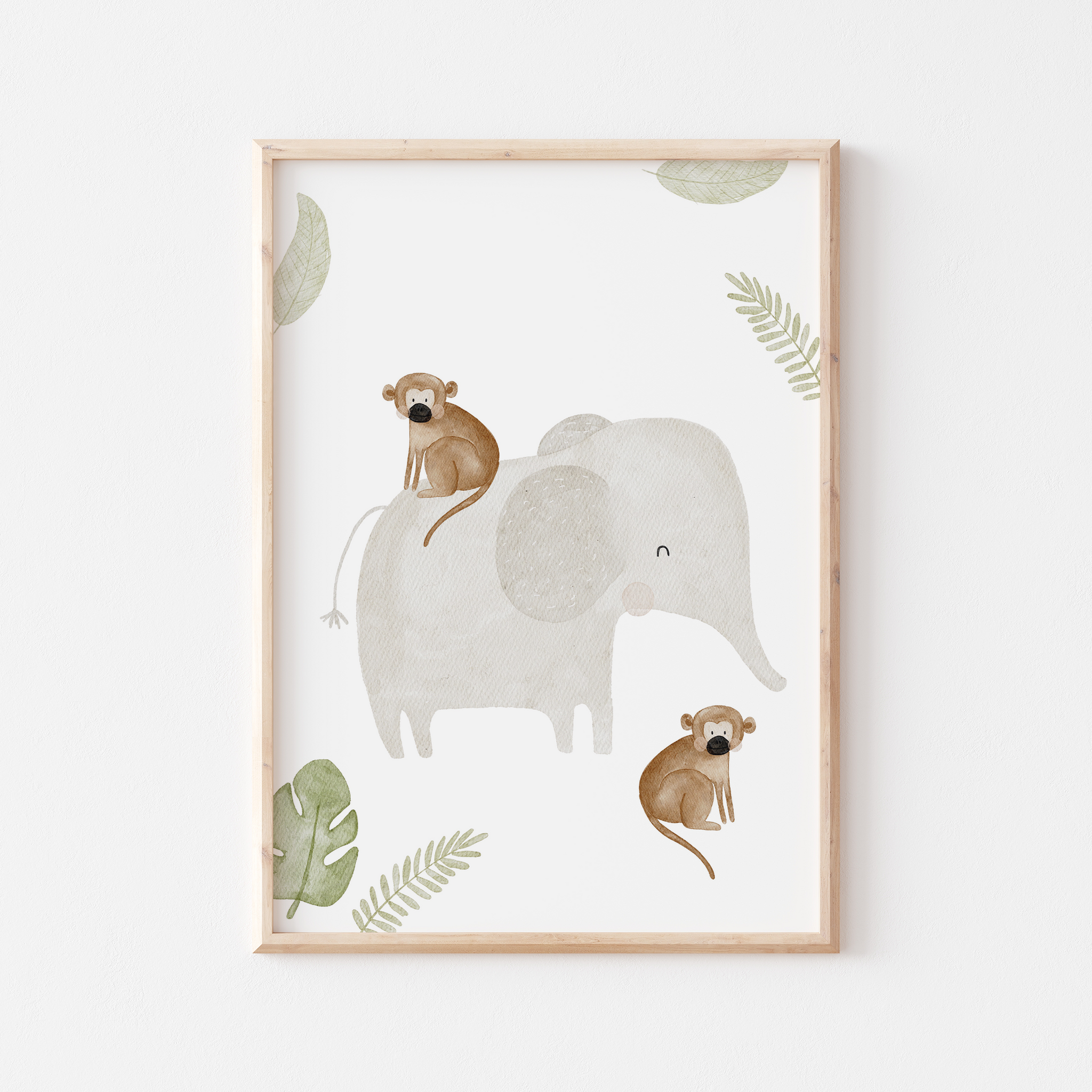 Poster Elefant und Äffchen A4 & A3