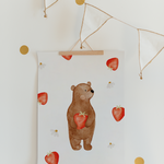 Poster Erdbär mit Blumen & Marktstand A4 & A3