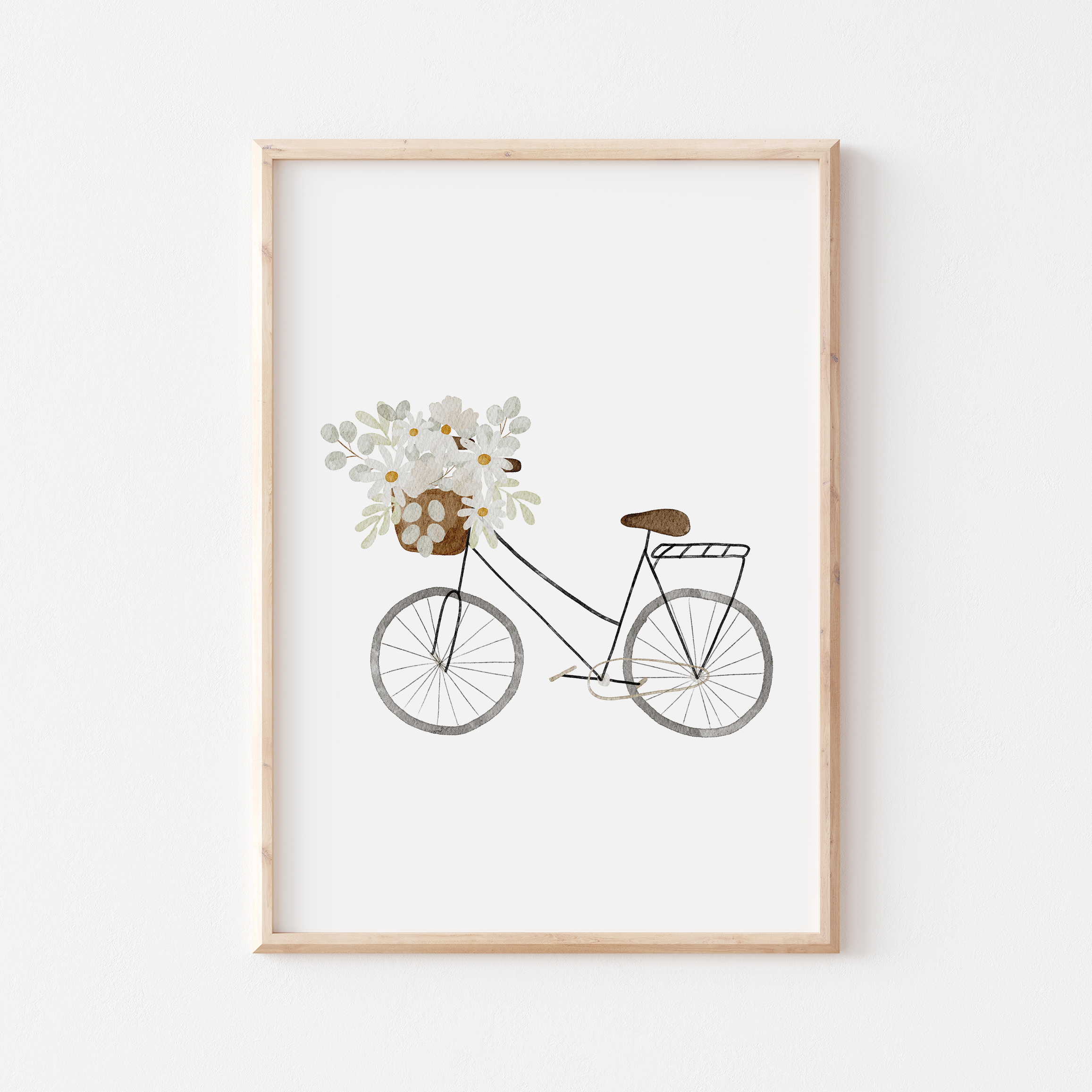 Poster Fahrrad mit Blumen A4 A3