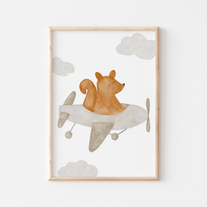 Poster Tiere im Flugzeug A4